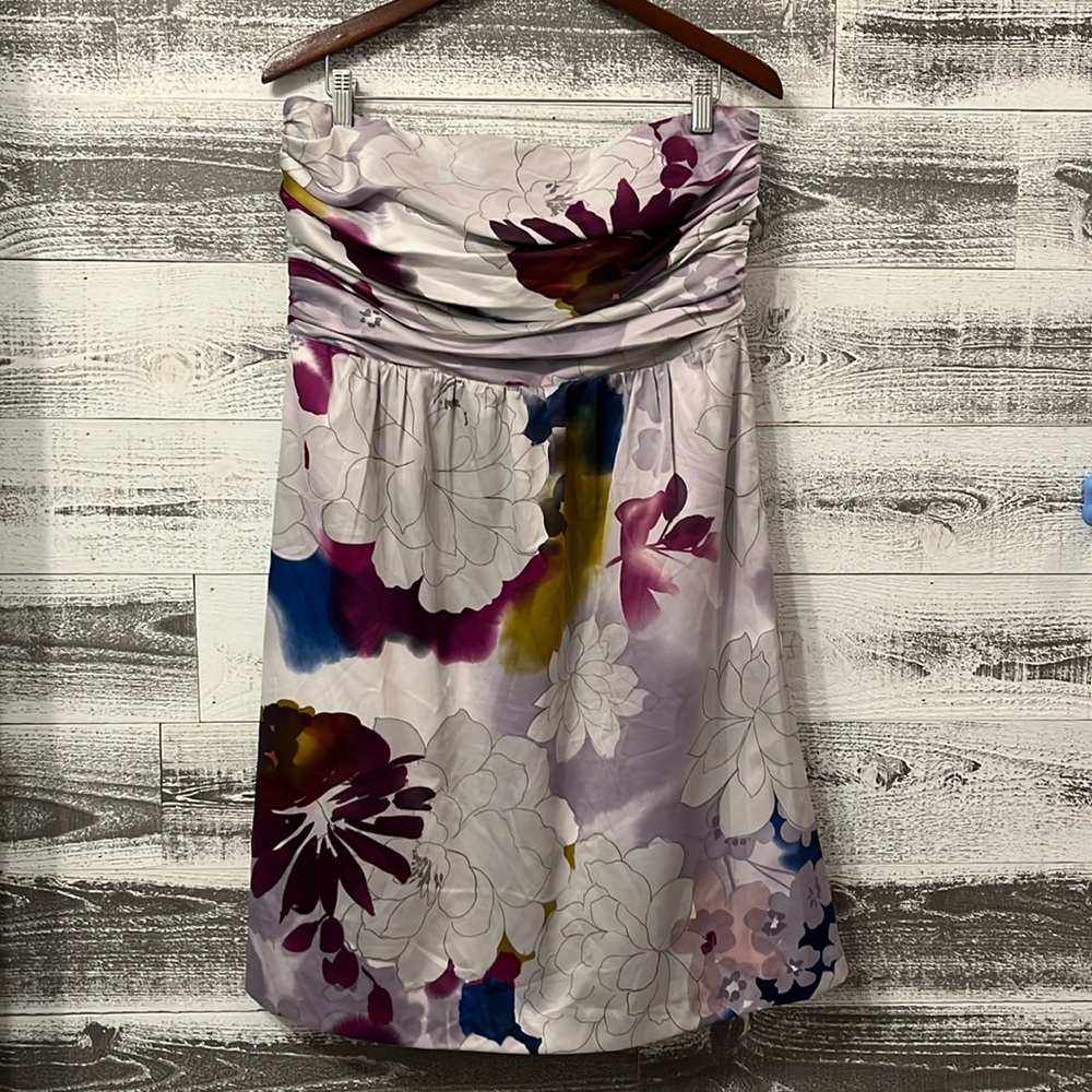 The Limited Strapless Floral Dress - Lavender/Purple/Blue/Pink/ Vintage Size 14